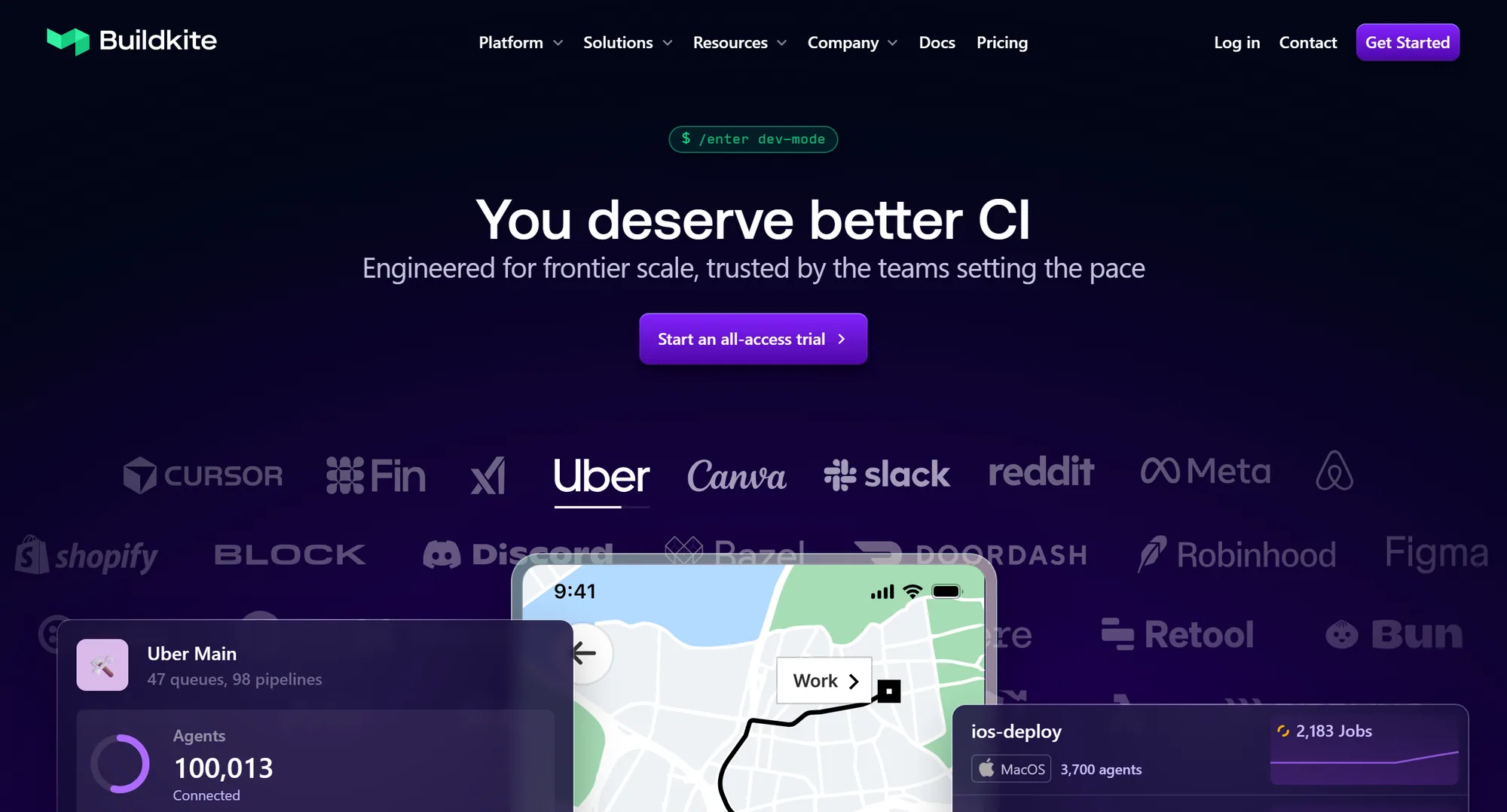 The Buildkite homepage