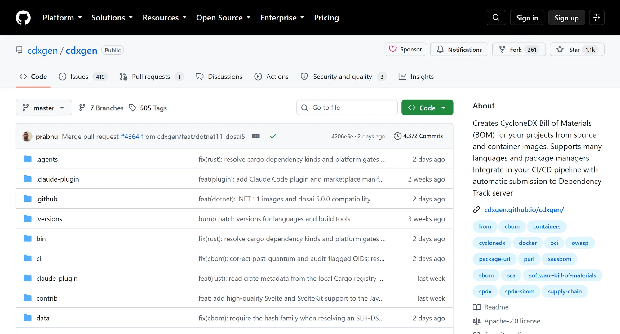 The cdxgen homepage