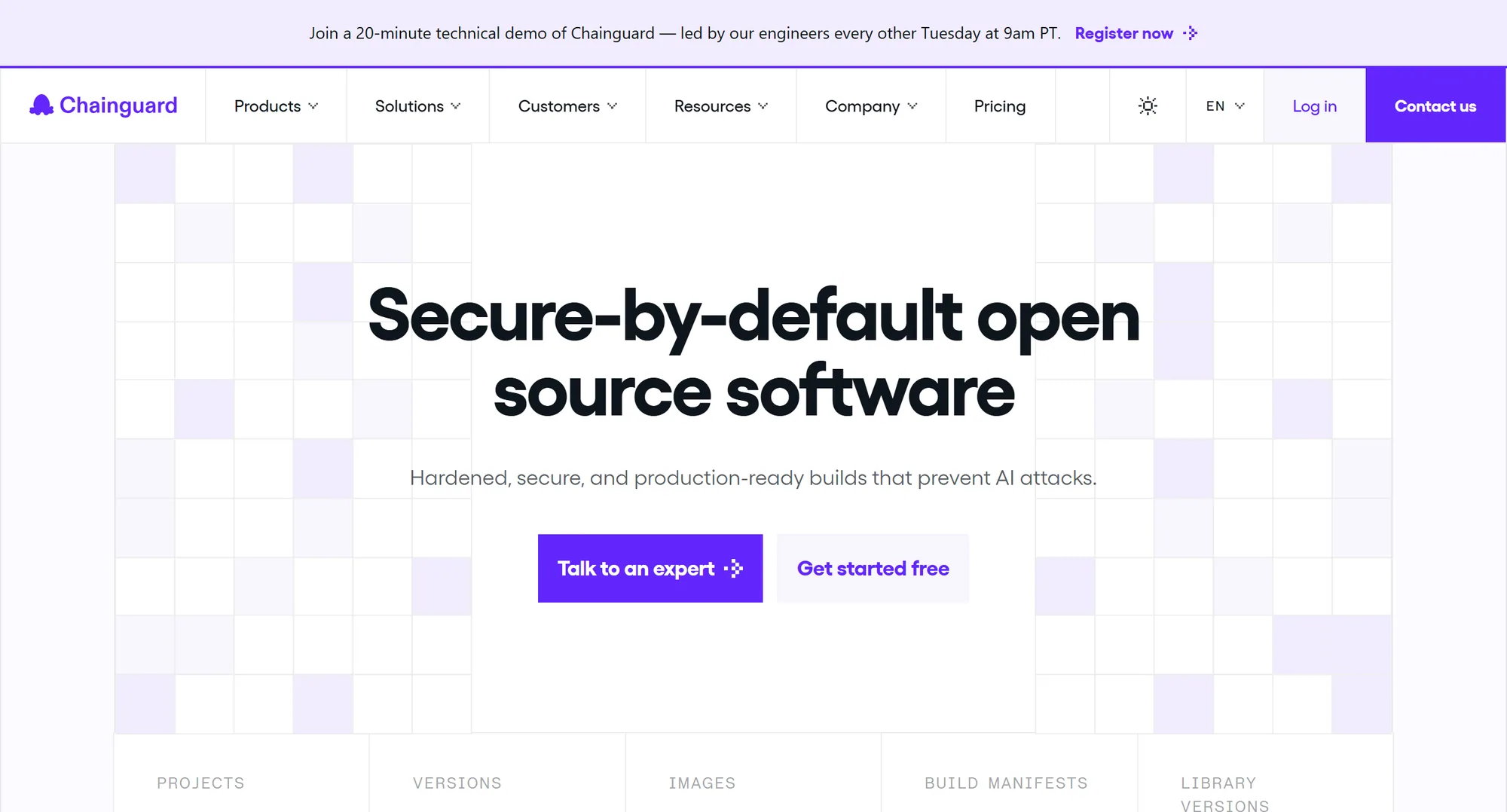 The Chainguard homepage