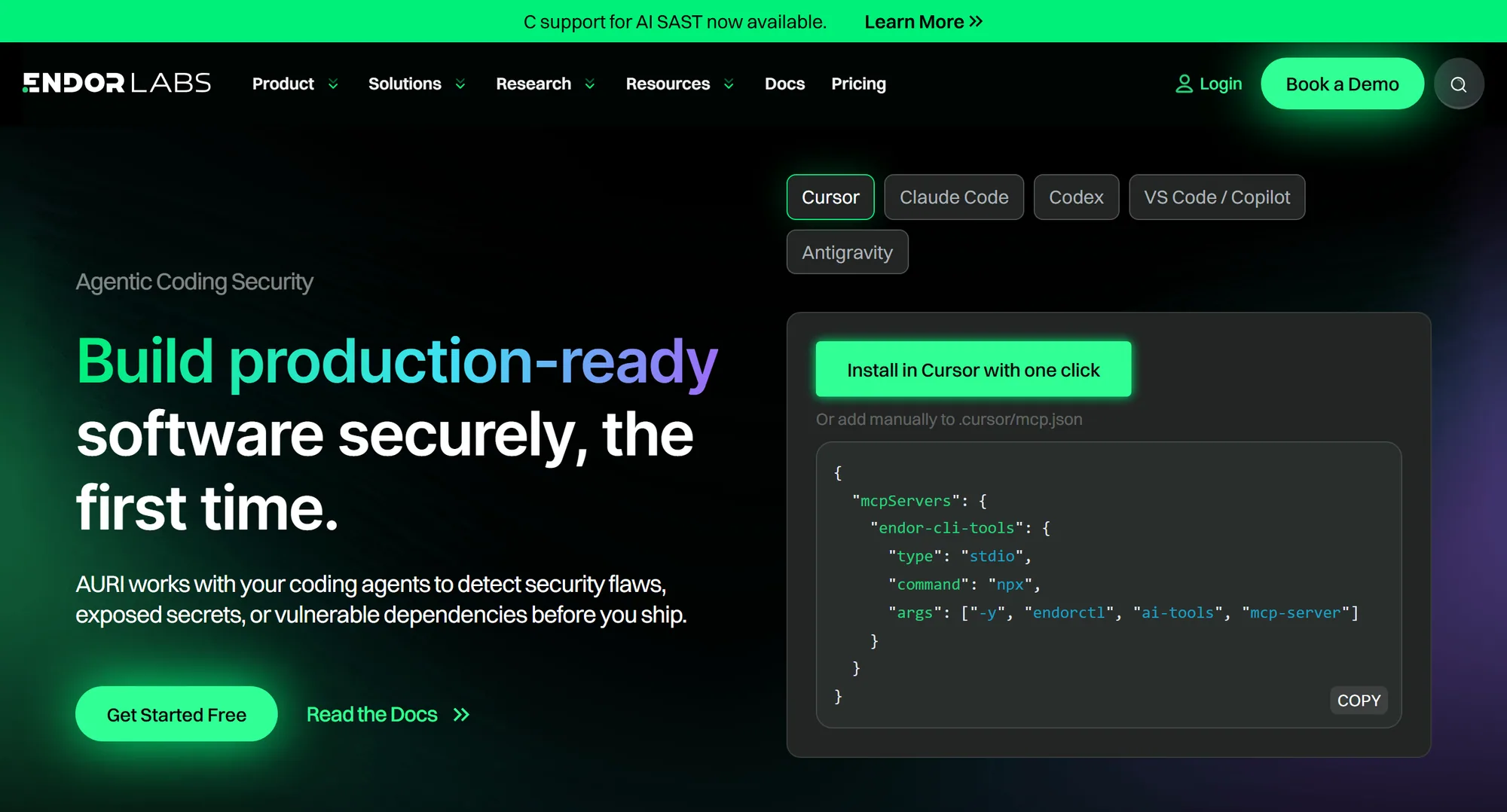 The Endor Labs homepage