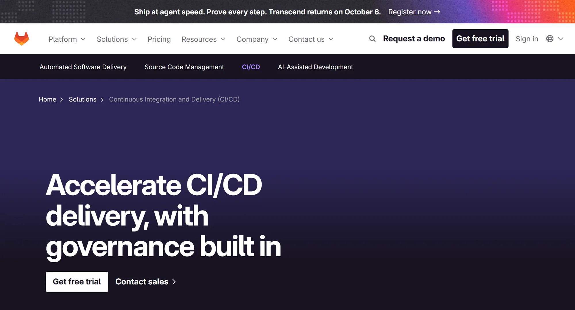 The GitLab CI homepage