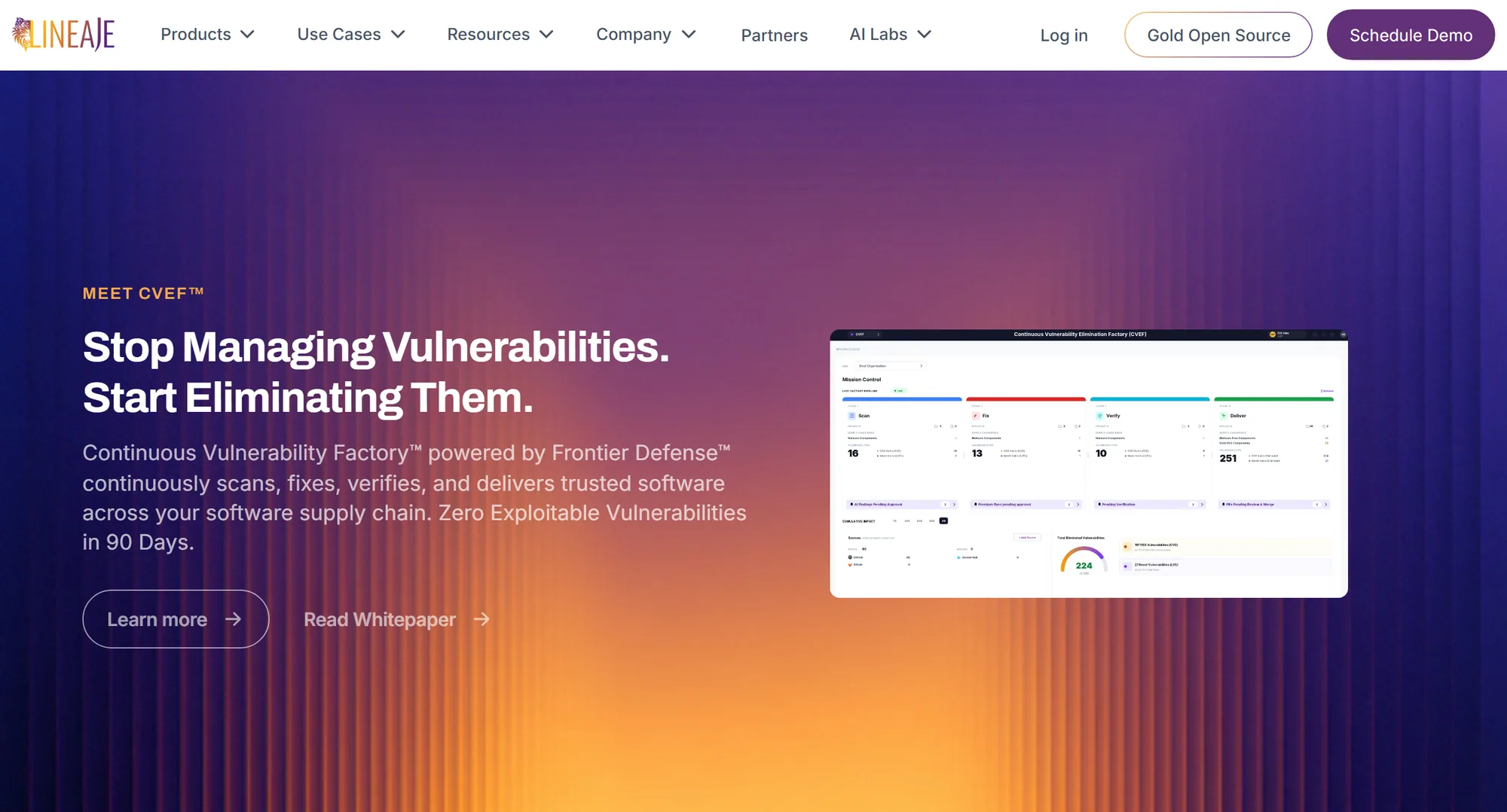 The Lineaje homepage