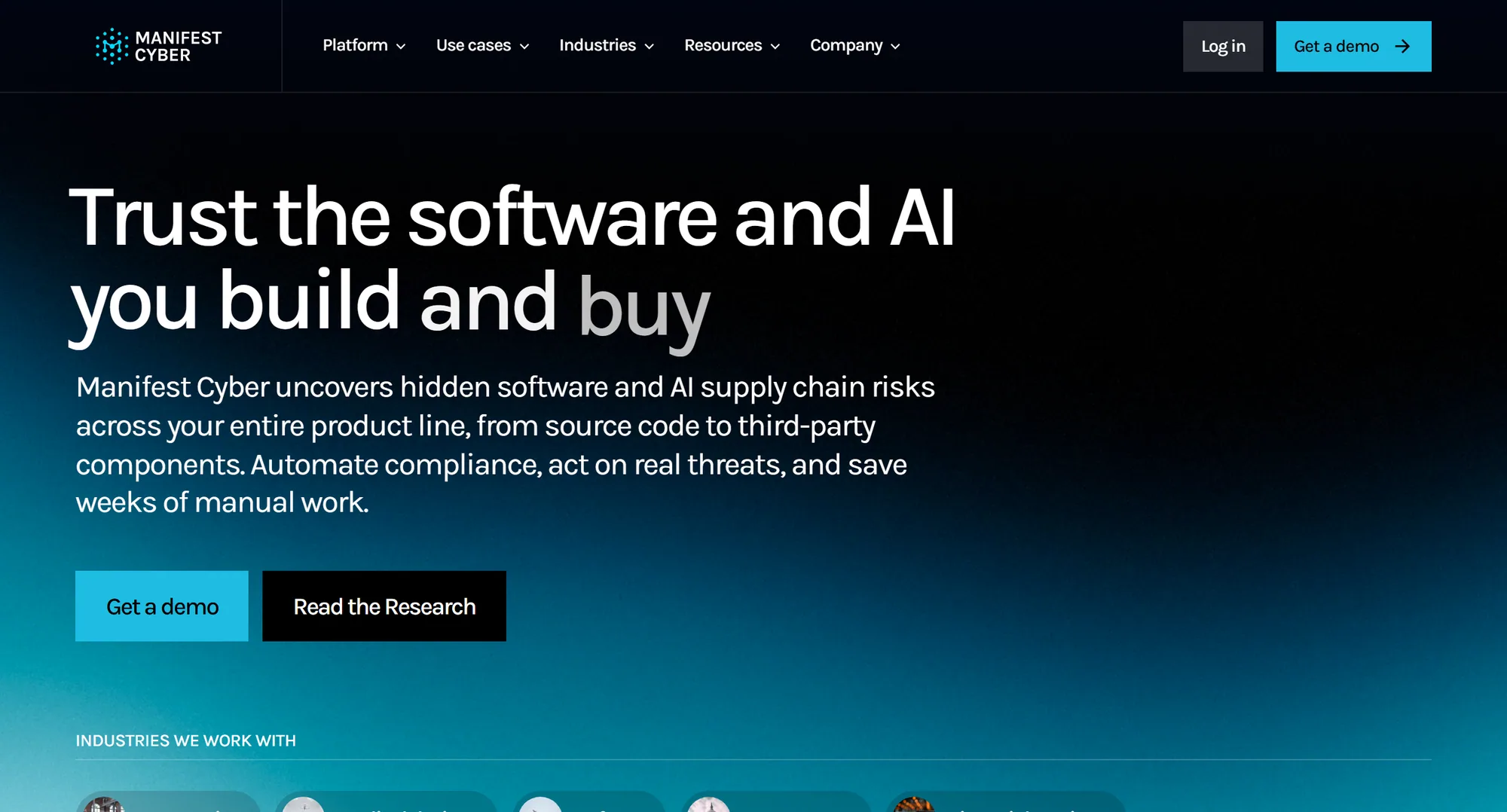 The Manifest Cyber homepage