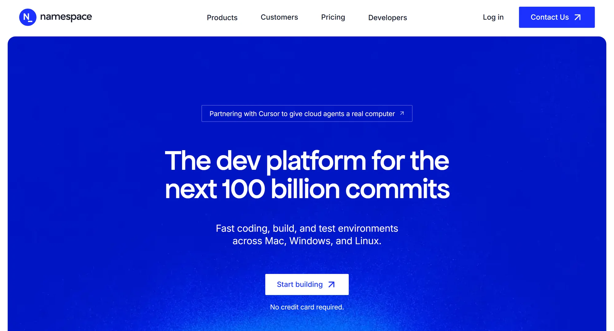 The Namespace homepage
