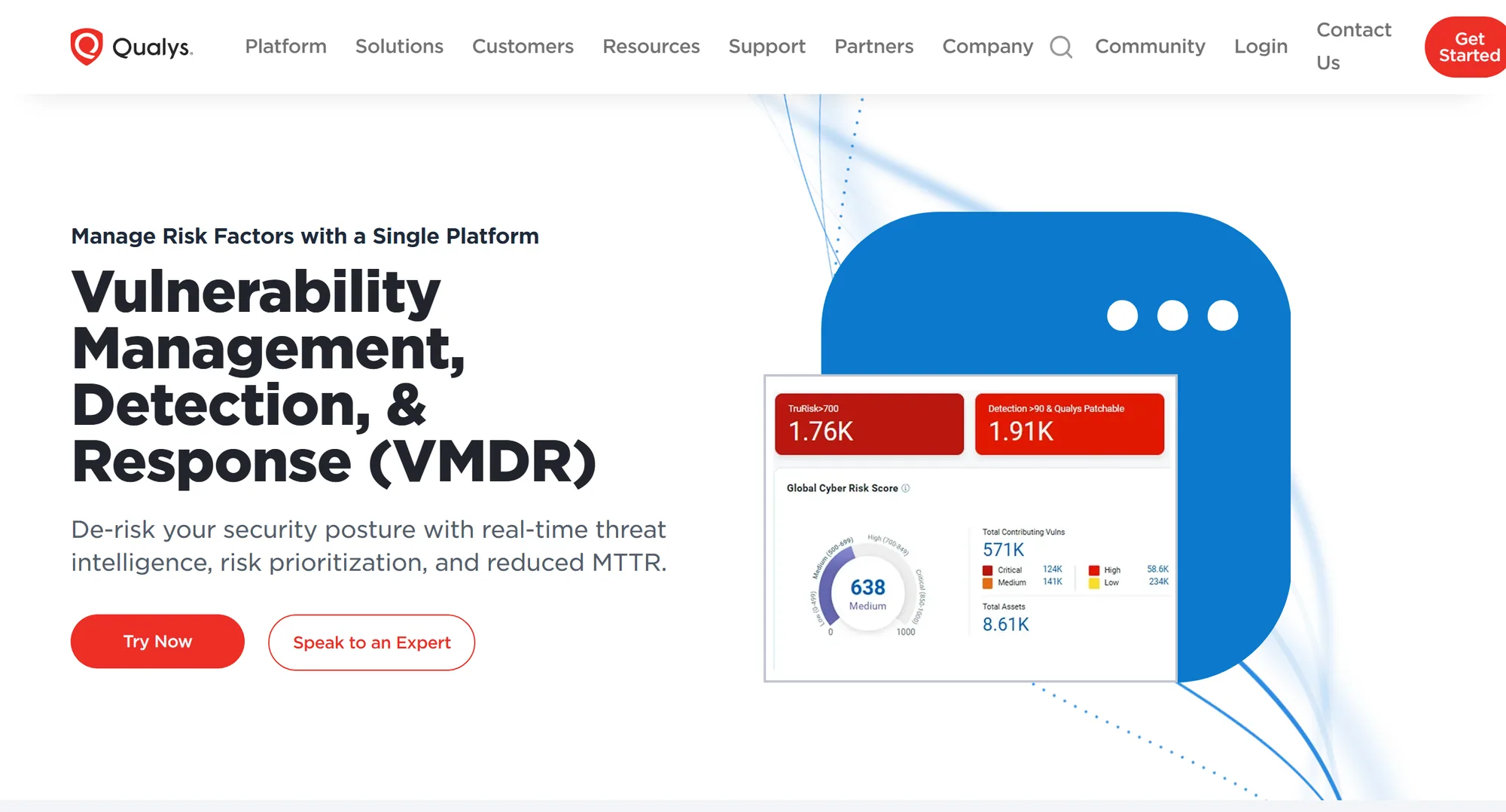 The Qualys VMDR homepage