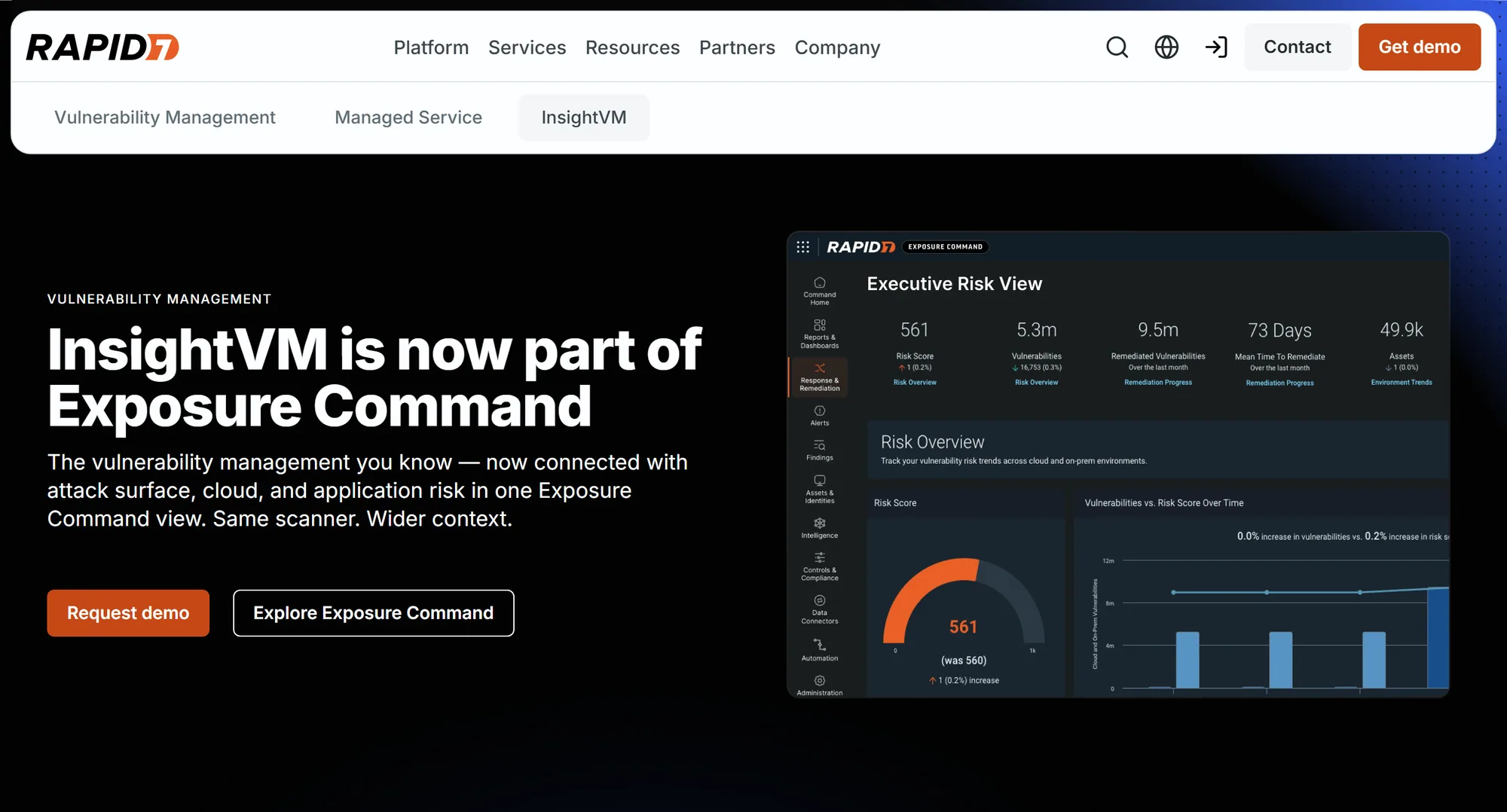 The Rapid7 InsightVM homepage