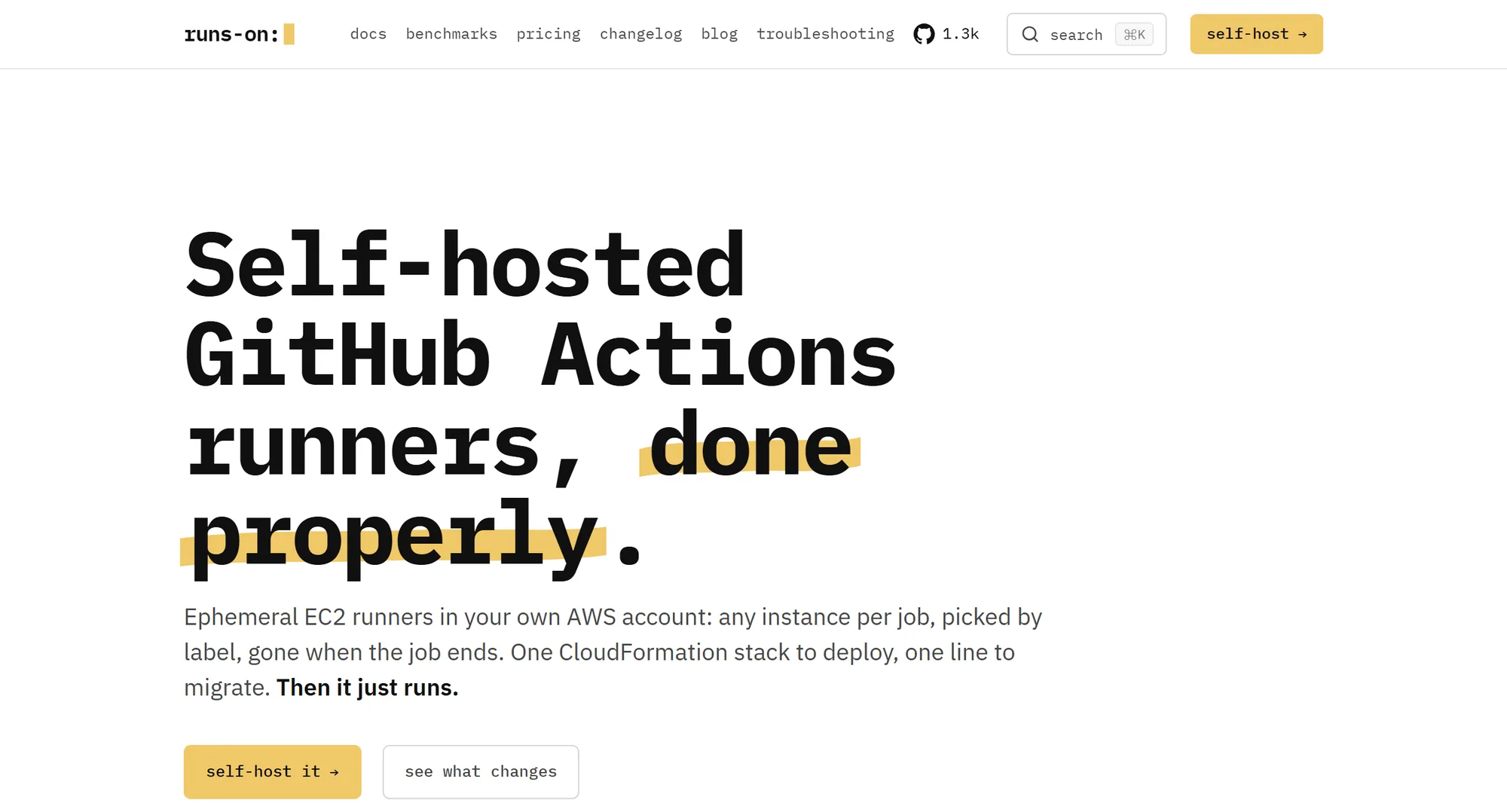 The RunsOn homepage