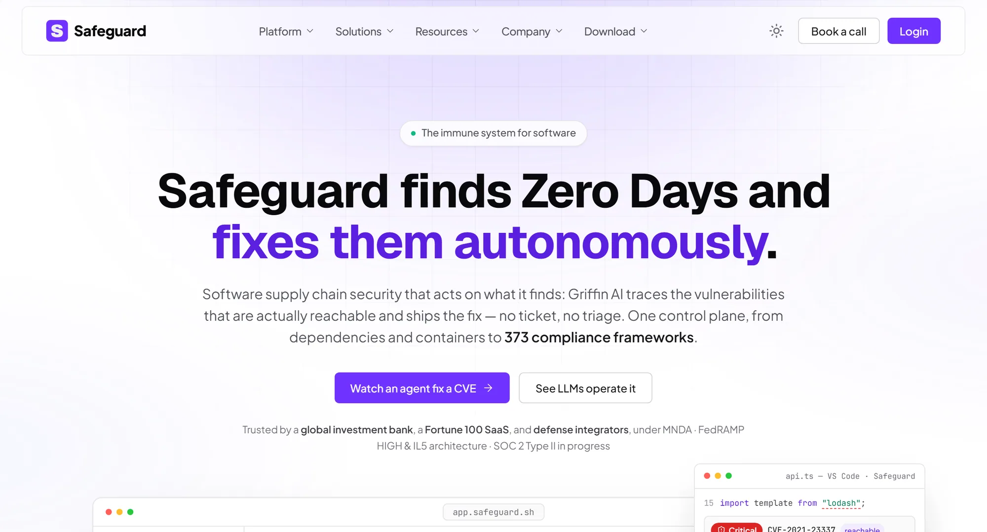 The Safeguard homepage