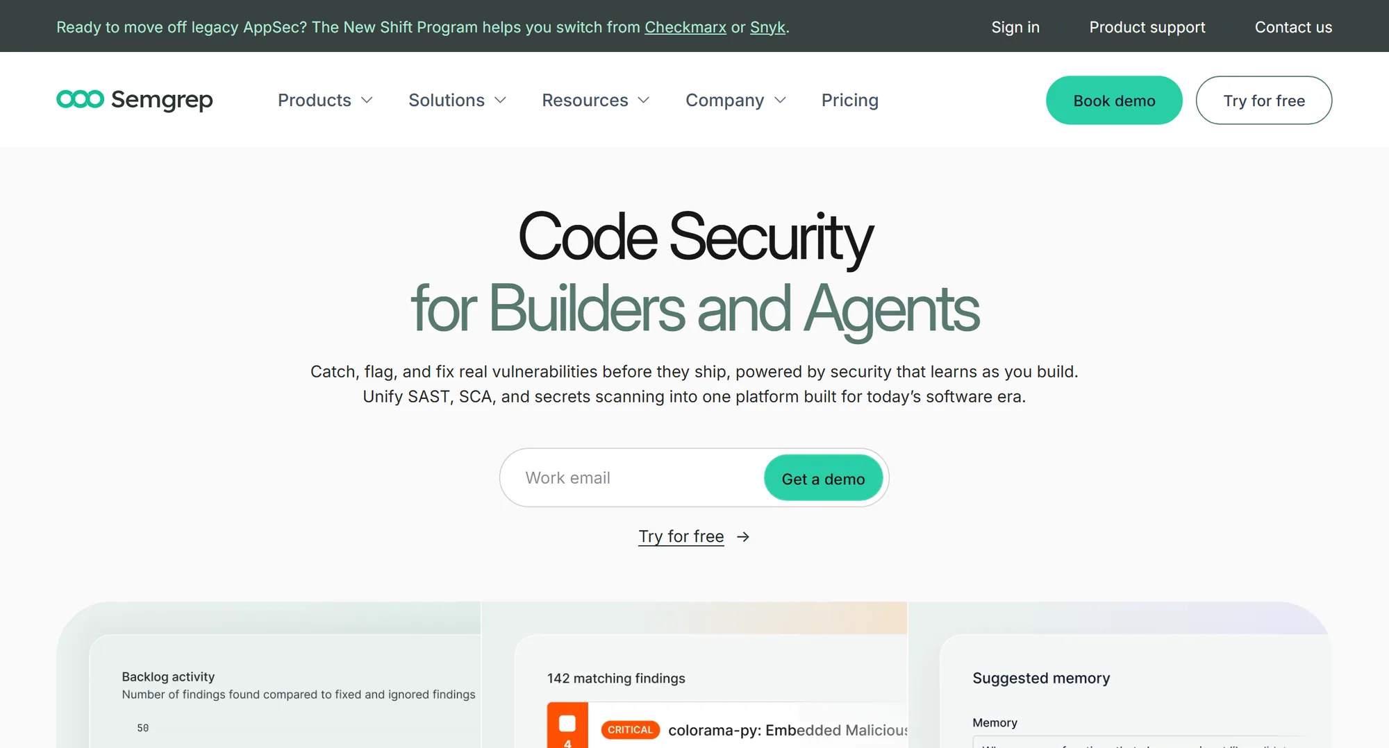 The Semgrep homepage