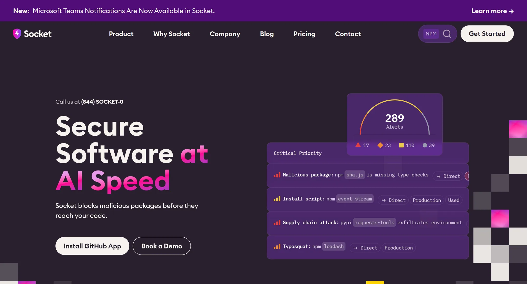 The Socket homepage
