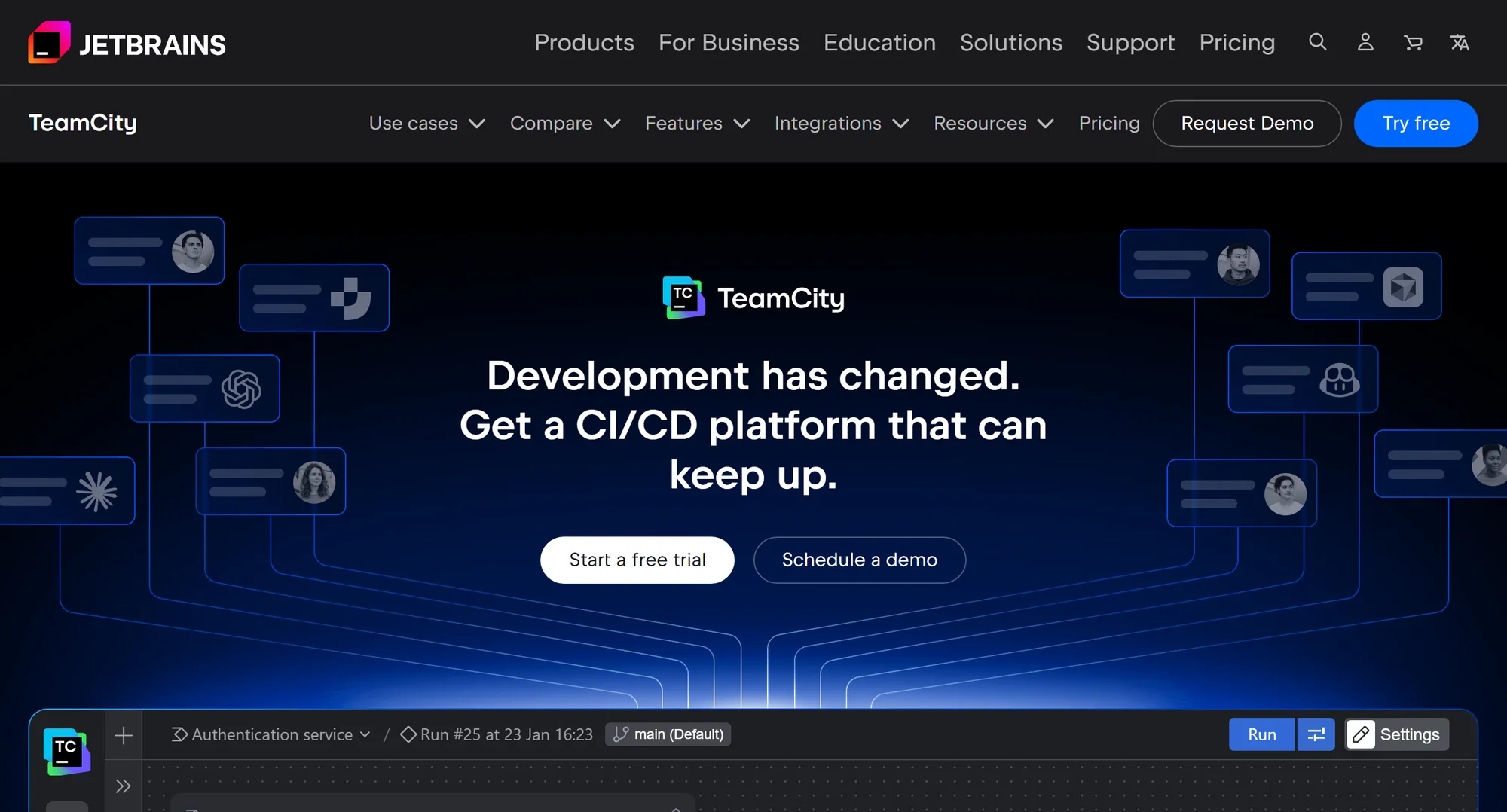 The TeamCity homepage